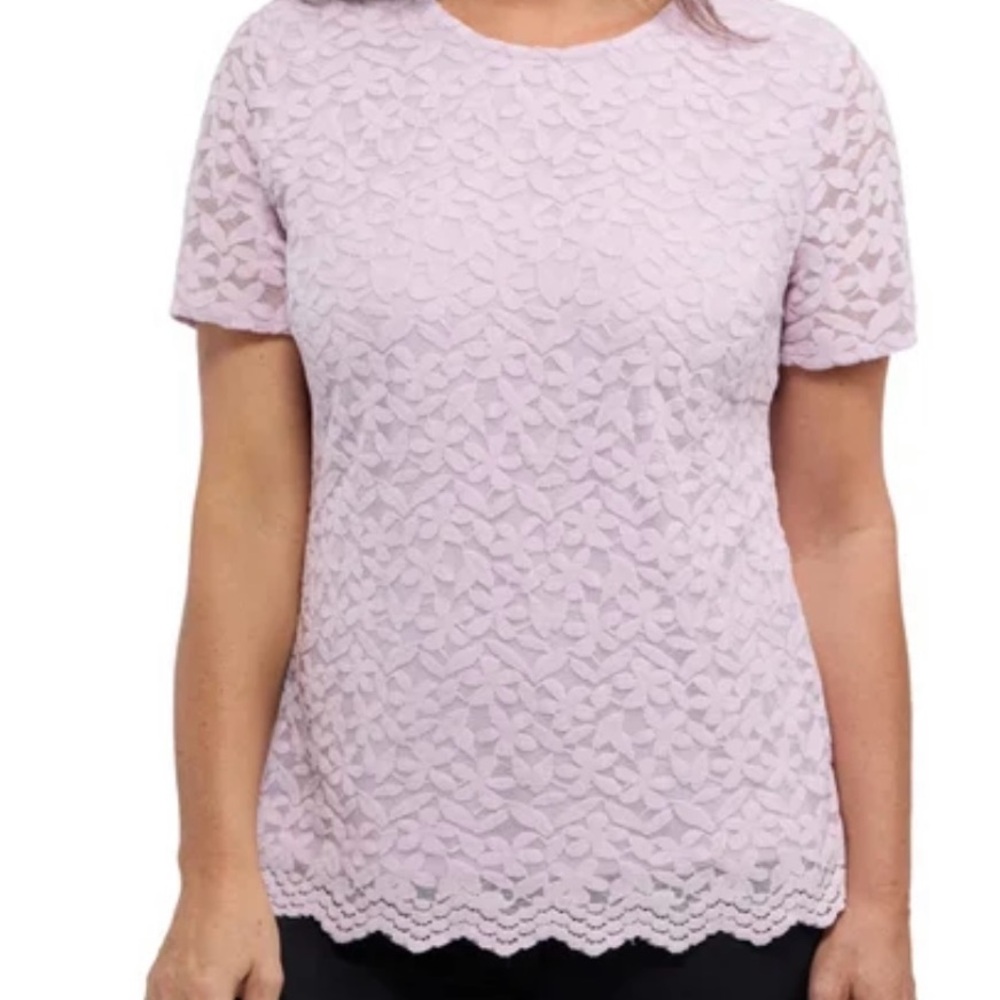 Lilac Floral Lace Short Sleeve Top
